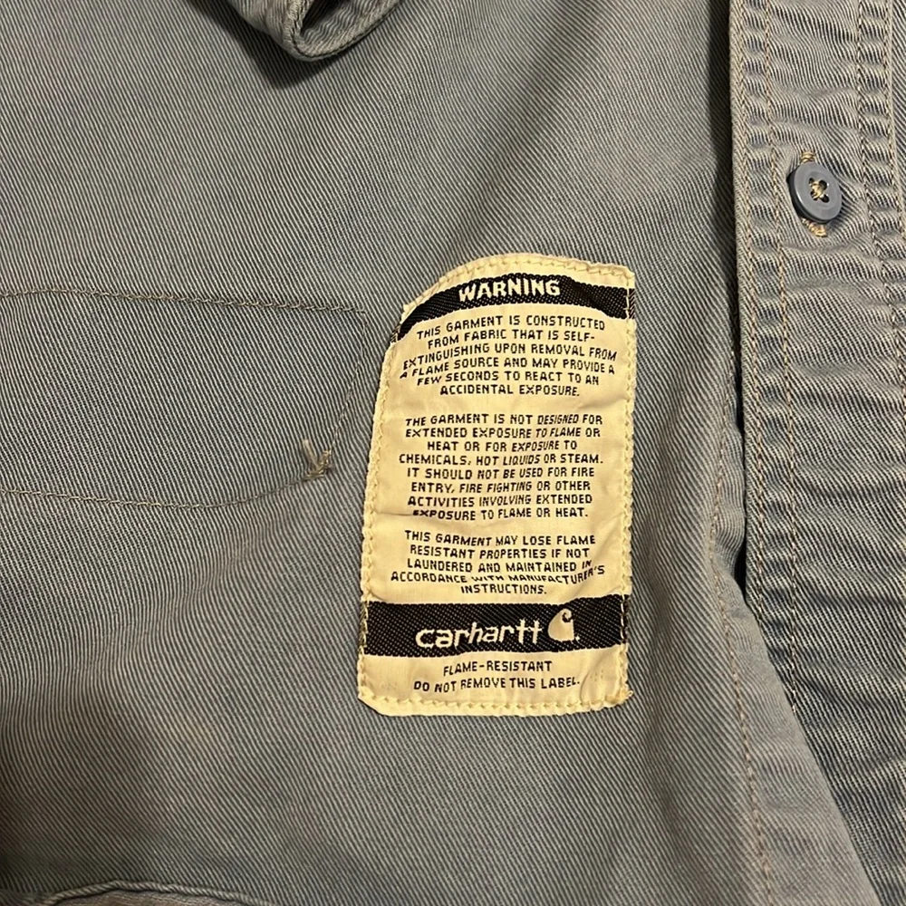 Carhartt FR Blue Button-Up Shirt - Picture 4 of 11